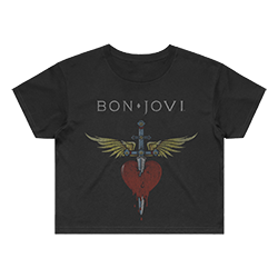 Bon Jovi Official Ladies Black Fitted T-Shirt Heart & Dagger 