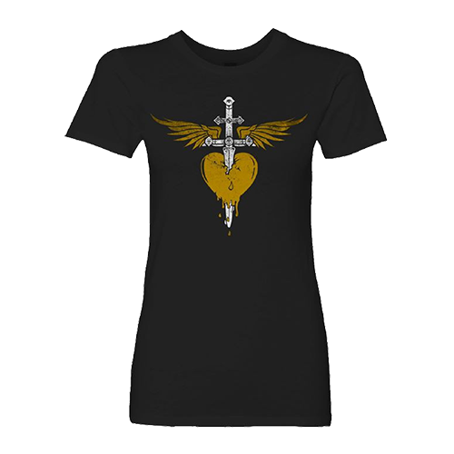 Bon Jovi Gold Heart & Dagger Women's Tee