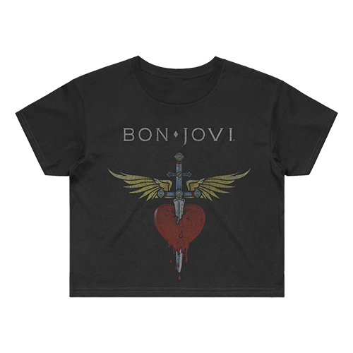 Bon Jovi Classic Heart \u0026 Dagger Crop Tee